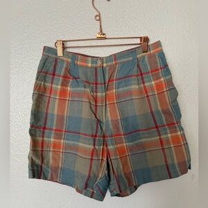 Ralph Lauren Plaid Cotton Shorts in Blue, Orange, Tan Women’s Size 12